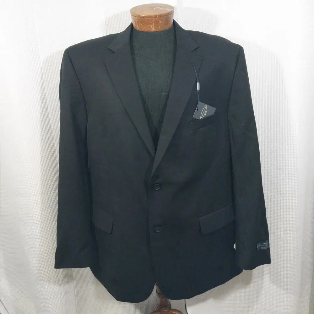 NWT@$395! PRONTO UOMO! PLATINUM LUXE BLACK 100% FINE WOOL DRESS JACKET! SZ 48L